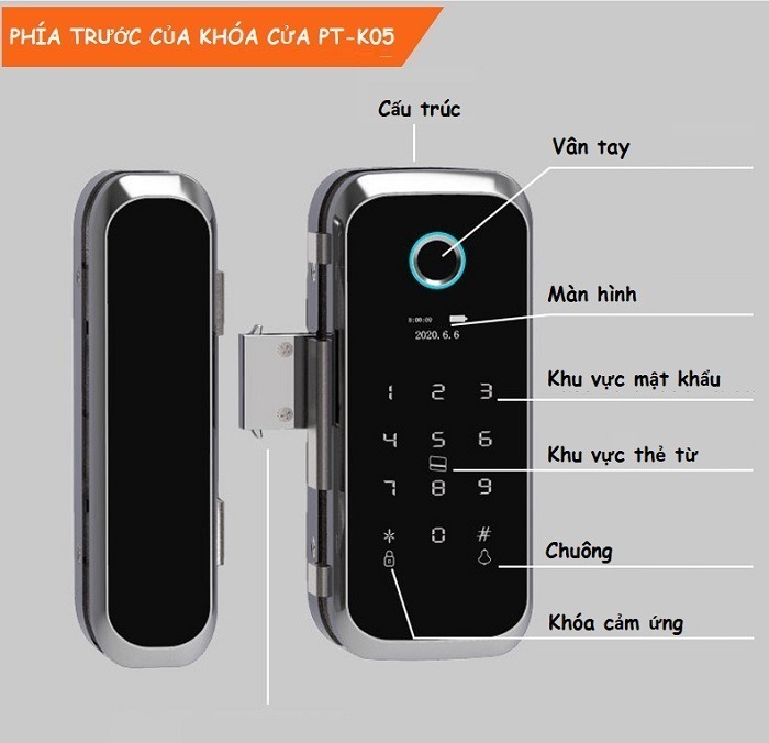 Khóa vân tay cửa kính Khóa vân tay cửa kính