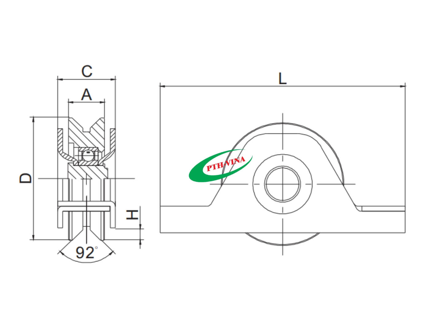 Bản vẽ bánh xe ray V gắn âm