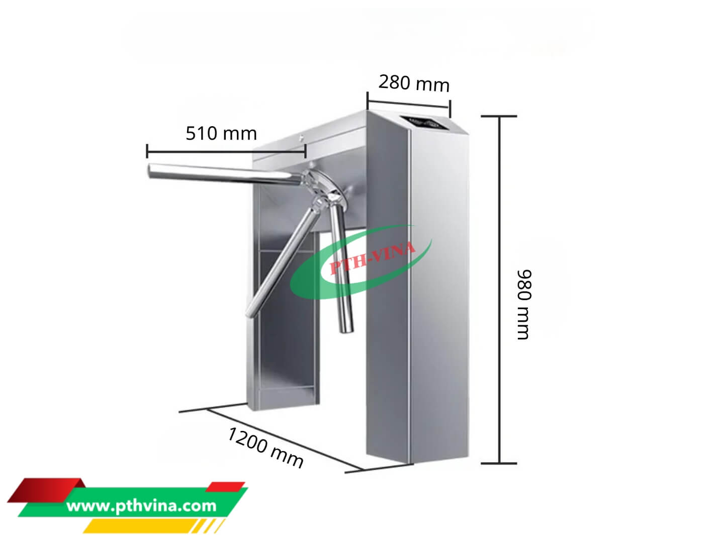 kích thước cổng xoay 3 càng pt-182