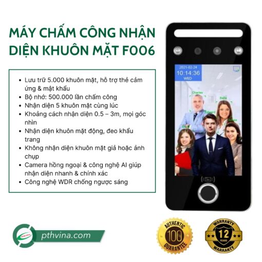 Máy chấm công nhận diện khuôn mặt F006
