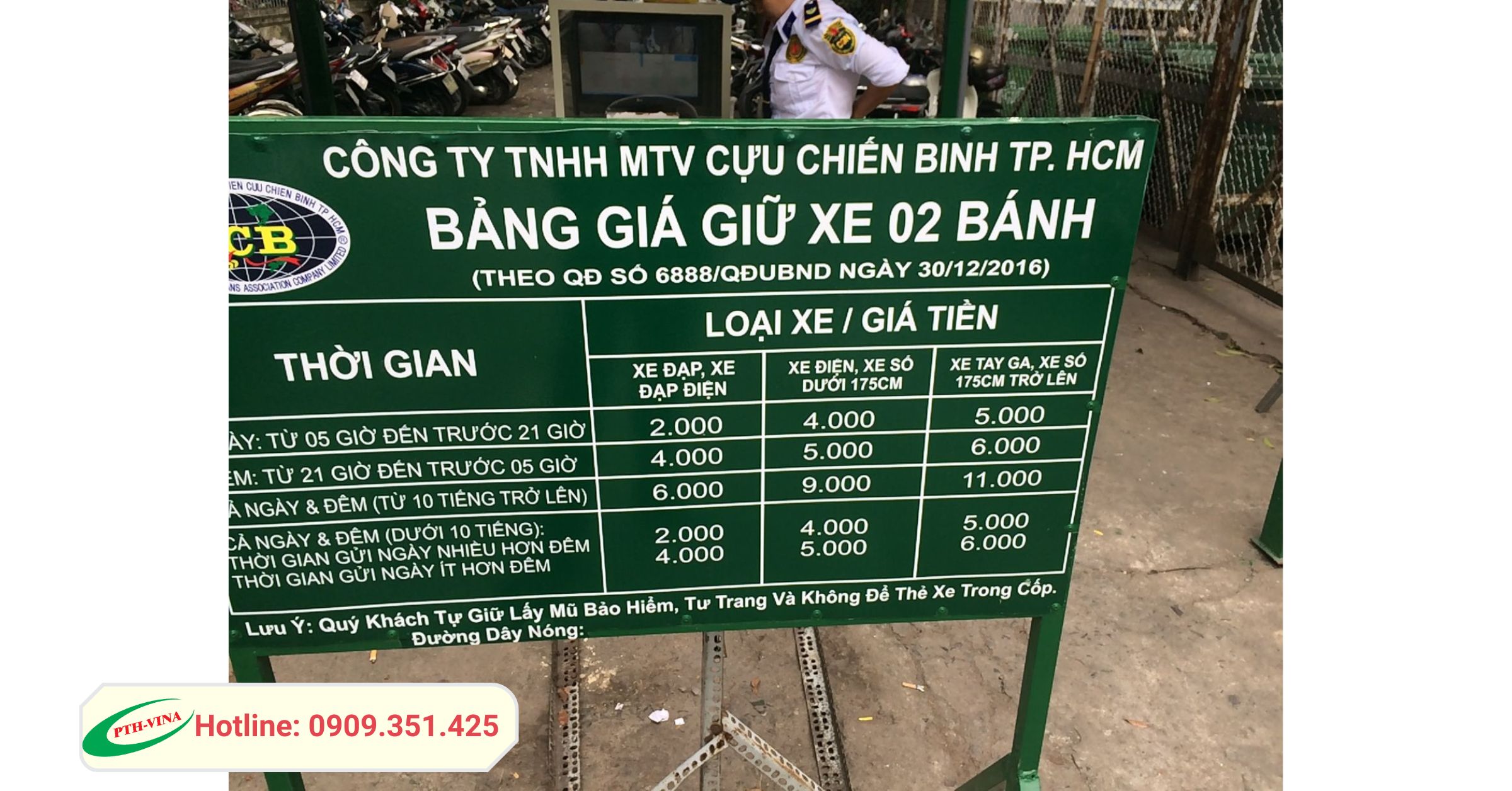 Nội quy khu vực giữ xe khách sạn Grand Vista