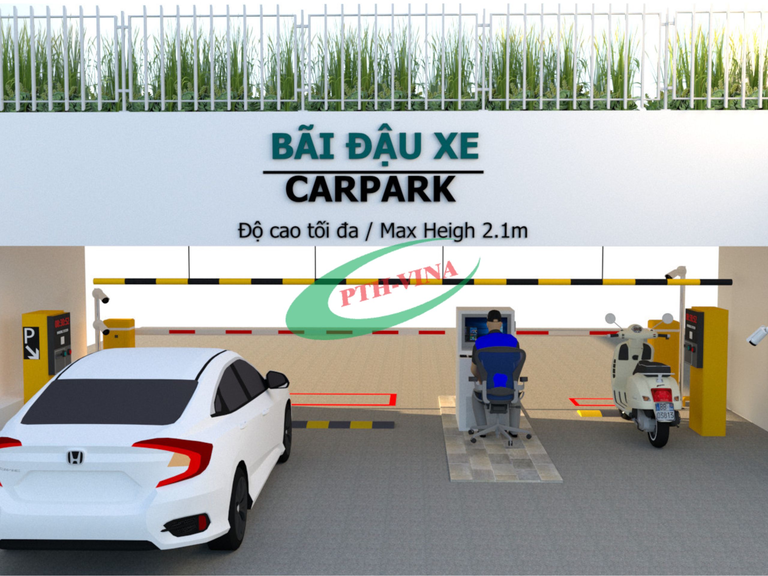 Mô hình máy giữ xe thông minh kết hợp barie