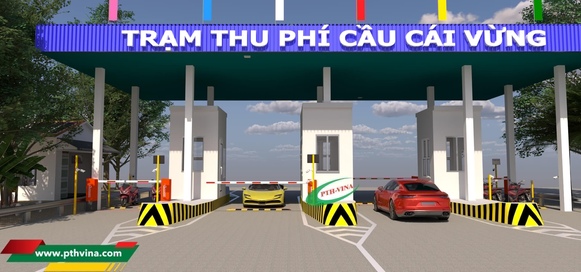 Thiết kế bản vẽ 3D cho công trình sử dụng barie tự động