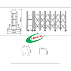 Kích thước cổng xếp điện PT-29