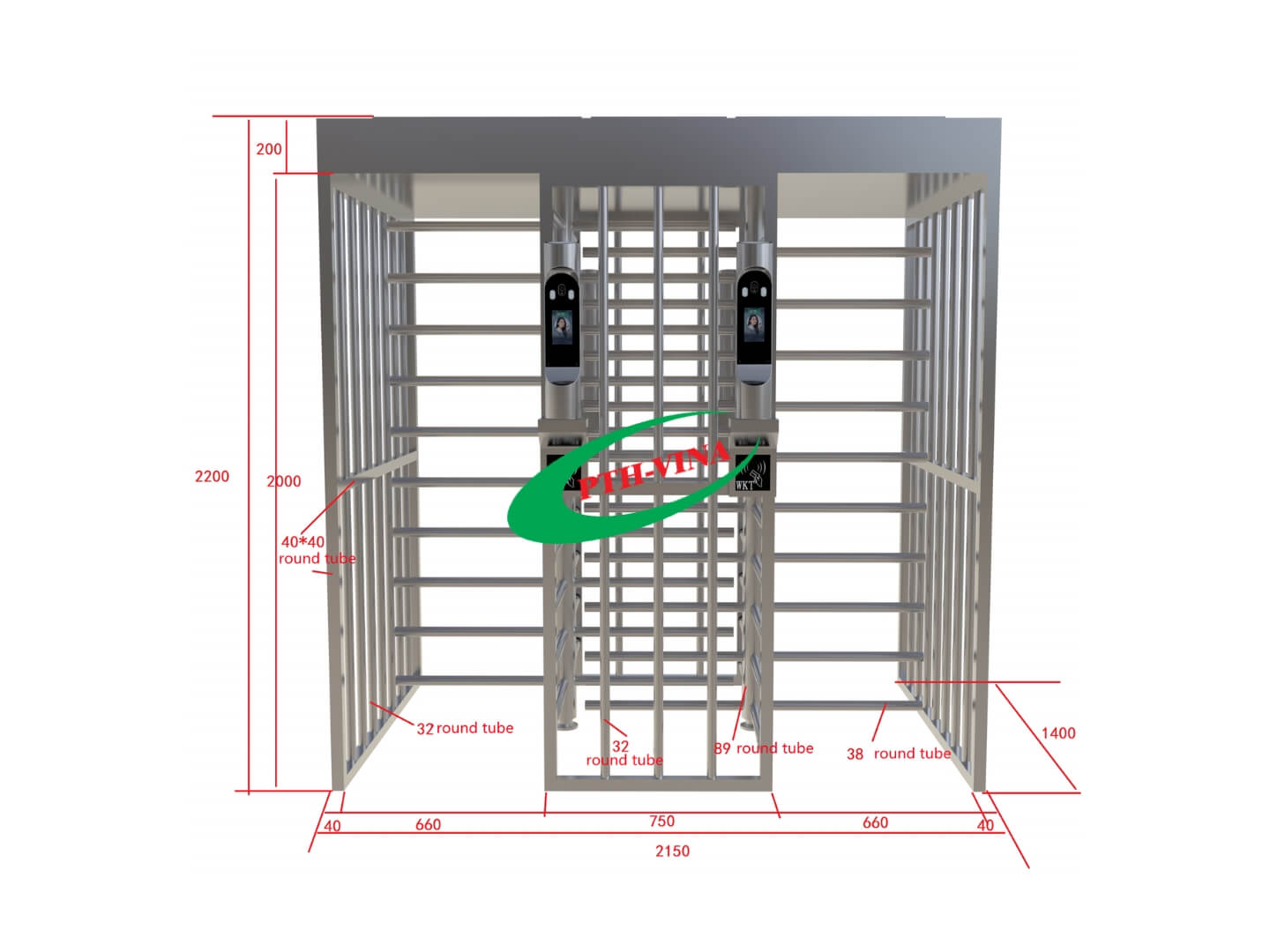 Kích thước Cổng full height PTFH1042