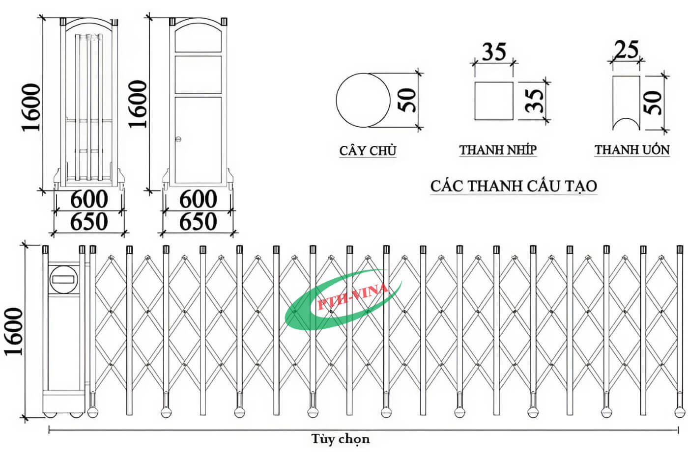 Kích thước tiêu chuẩn của cổng xếp inox Kích thước tiêu chuẩn của cổng xếp inox