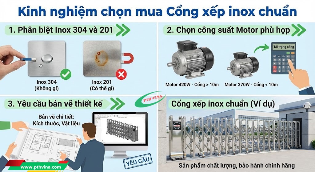 Kinh nghiệm chọn mua Cổng xếp inox chuẩn Kinh nghiệm chọn mua Cổng xếp inox chuẩn