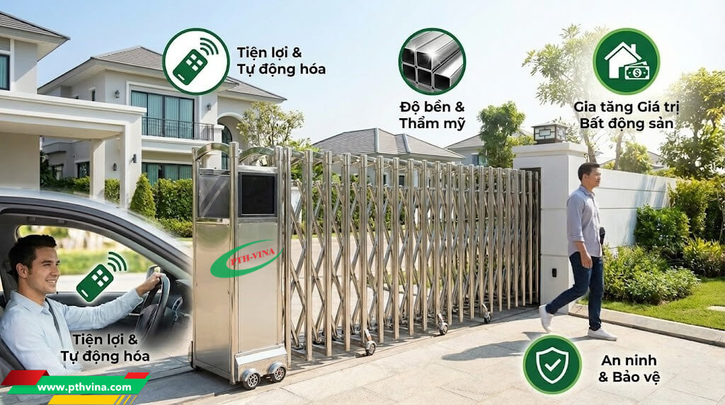 Lợi ích khi lắp đặt cổng xếp tự động Lợi ích khi lắp đặt cổng xếp tự động