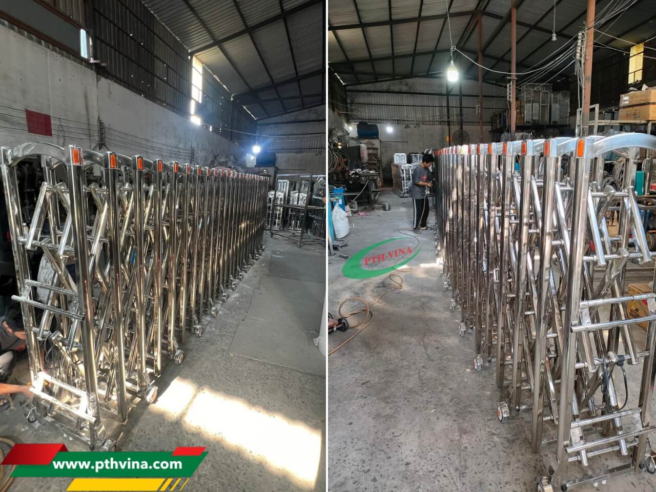 Thân cổng xếp inox do PTH VINA sản xuất trực tiếp tại xưởng Thân cổng xếp inox do PTH VINA sản xuất trực tiếp tại xưởng