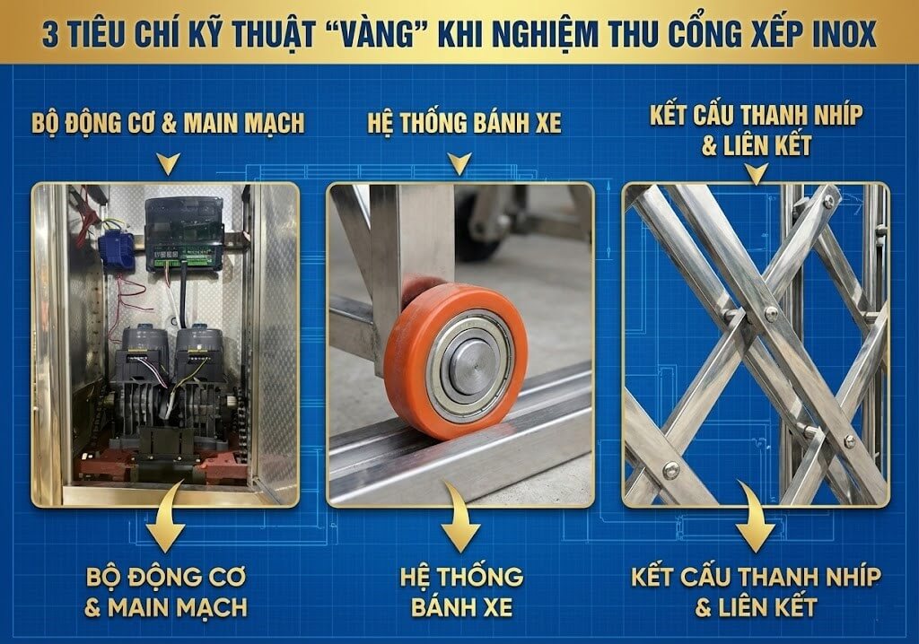 Các tiêu chí kỹ thuật "vàng" khi nghiệm thu cổng xếp Các tiêu chí kỹ thuật "vàng" khi nghiệm thu cổng xếp