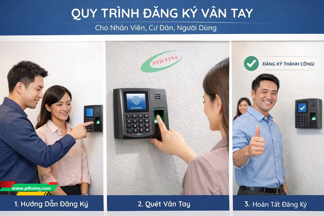 Quy trình đăng ký vân tay cho nhân viên, cư dân, người dùng Quy trình đăng ký vân tay cho nhân viên, cư dân, người dùng