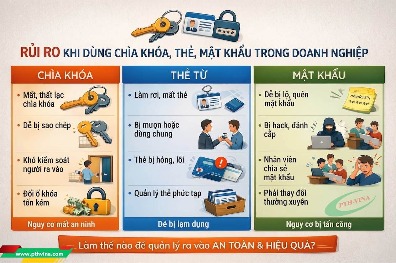Rủi ro khi dùng chìa khóa, thẻ, mật khẩu trong doanh nghiệp Rủi ro khi dùng chìa khóa, thẻ, mật khẩu trong doanh nghiệp