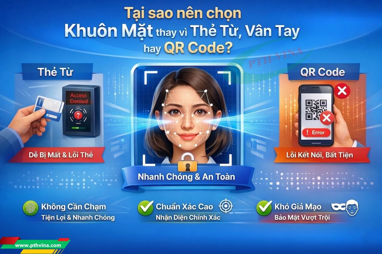Tại sao nên chọn khuôn mặt thay vì Thẻ từ, Vân tay hay QR Code Tại sao nên chọn khuôn mặt thay vì Thẻ từ, Vân tay hay QR Code