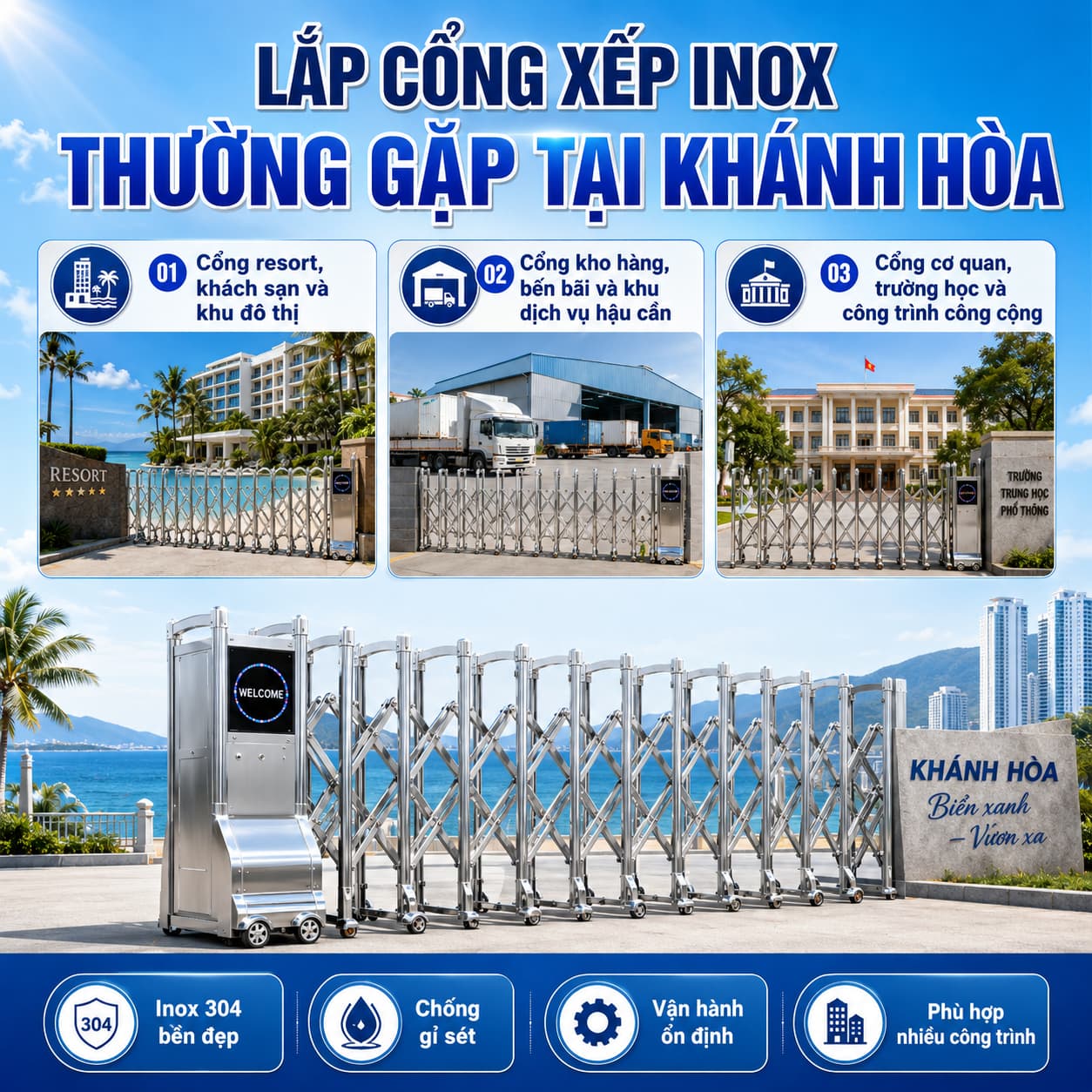 3 công trình lắp cổng xếp inox thường gặp tại Khánh Hòa 3 công trình lắp cổng xếp inox thường gặp tại Khánh Hòa